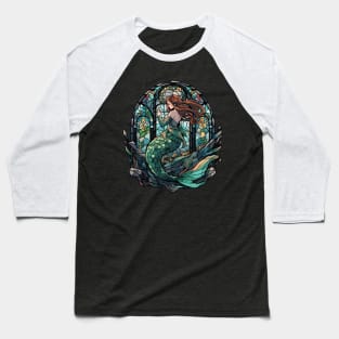 Stained Glass Mermaid Baseball T-Shirt